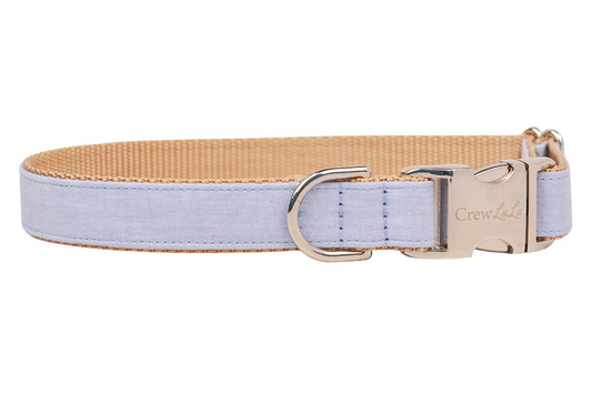 Powder Blue Linen Dog Collar - Crew LaLa