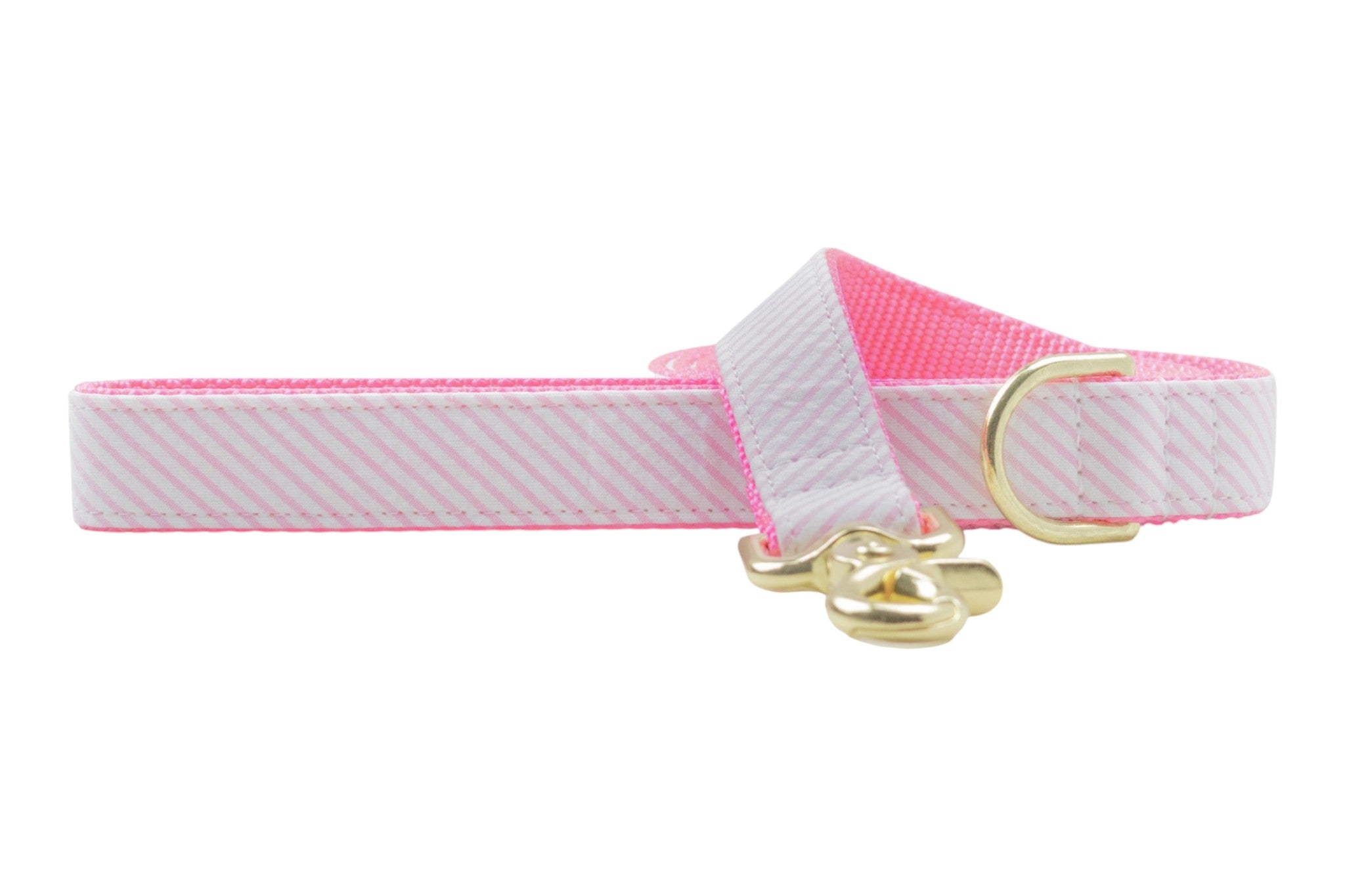 Light Pink Seersucker Dog Leash - Crew LaLa