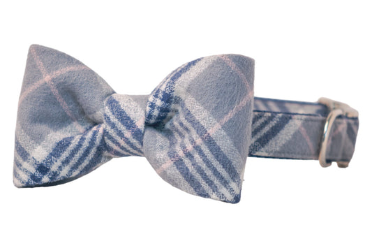 Morning Mist Flannel Bow Tie Dog Collar