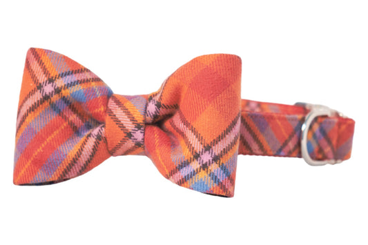 Campfire Flannel Bow Tie Dog Collar - Crew LaLa