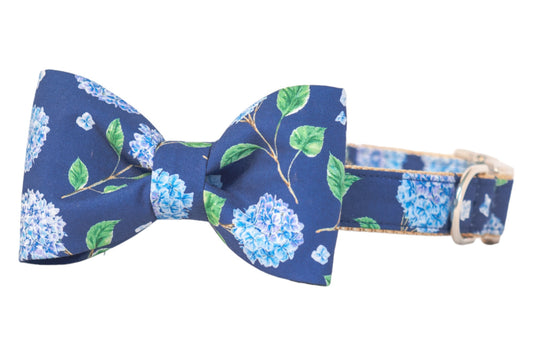 Blue Blooms Bow Tie Dog Collar - Crew LaLa