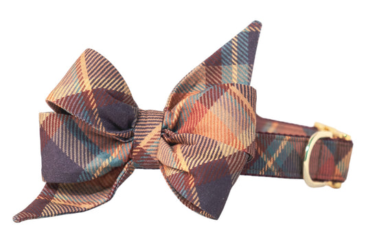 Ivy League Plaid Belle Bow Dog Collar - Crew LaLa