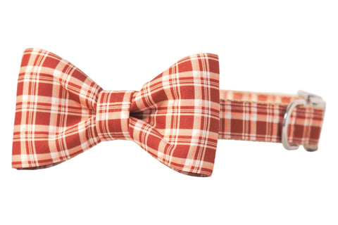 Maple Plaid Bow Tie Dog Collar