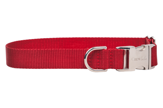 Cherry Red Webbing Collar - Crew LaLa