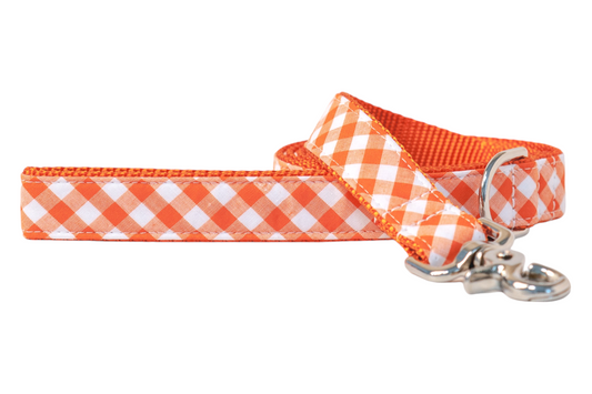 Orange Picnic Plaid Dog Leash - Crew LaLa