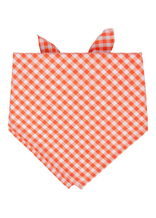 Orange Picnic Plaid Dog Bandana - Crew LaLa