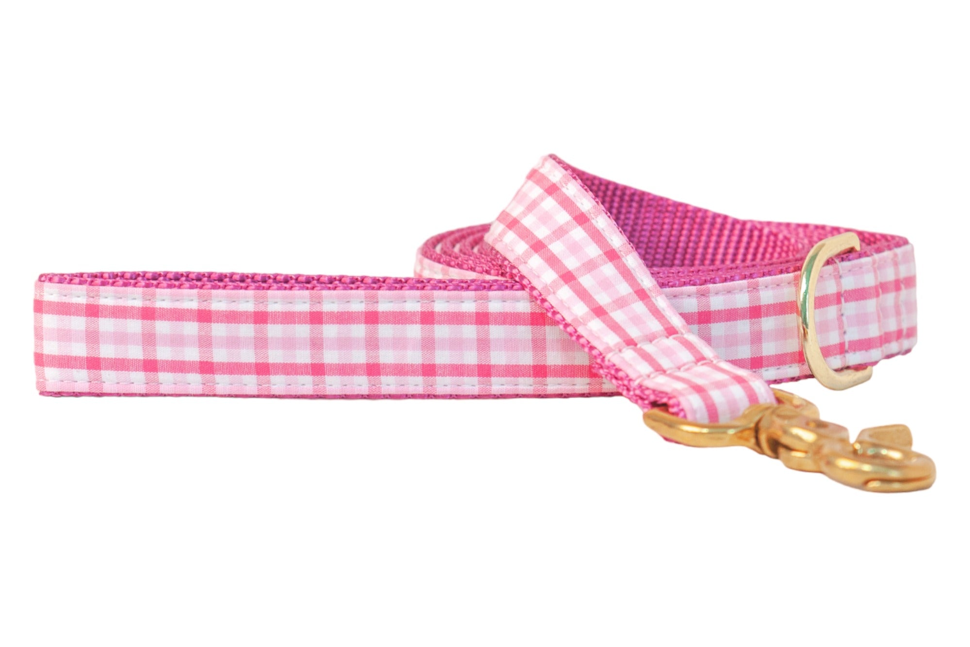Palmer Pink Gingham Dog Leash - Crew LaLa
