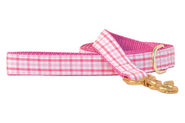 Palmer Pink Gingham Dog Leash