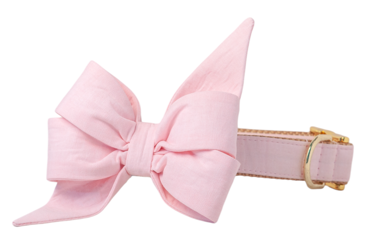 Soft Pink Linen Belle Bow Dog Collar