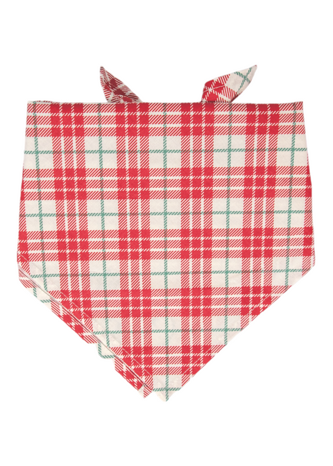 Red Present Plaid Dog Bandana