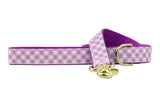 Violet Gingham Dog Leash