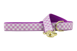 Violet Gingham Dog Leash
