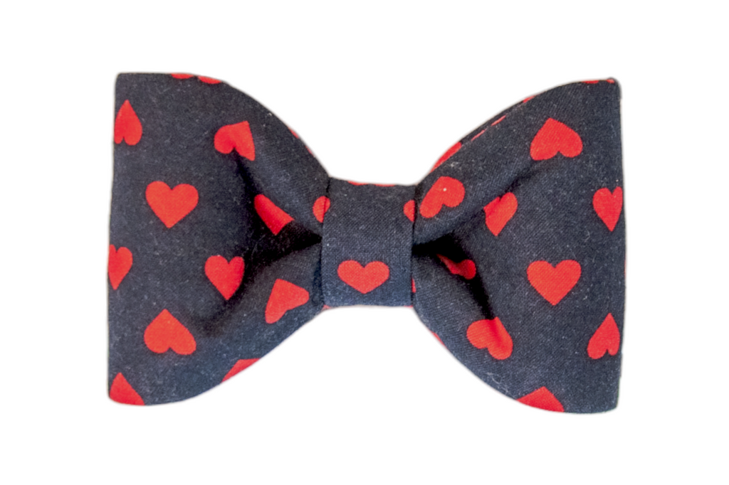 Red Hearts on Navy Bow Tie