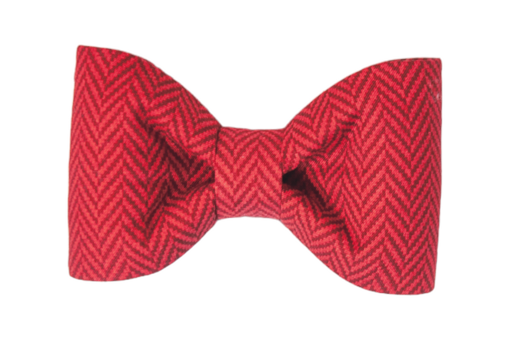 Red Herringbone Bow Tie
