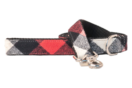 Red, White and Black Buffalo Flannel Matching Leash - Crew LaLa