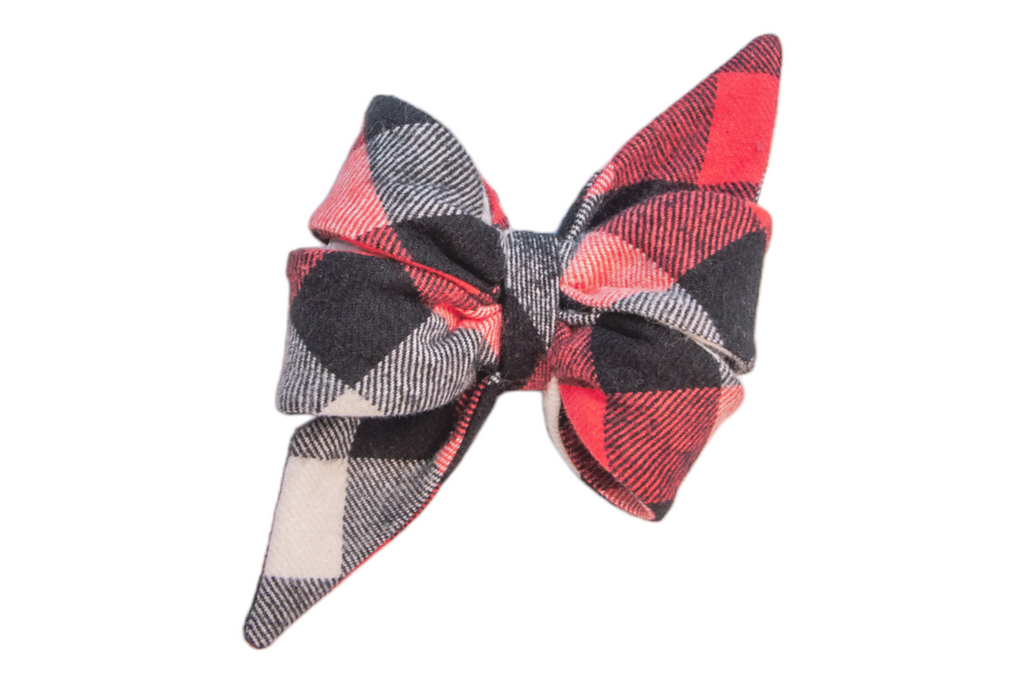 Red, White & Black Plaid Flannel Belle Bow