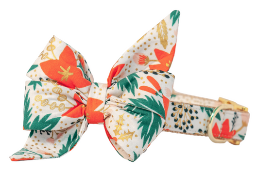 Spiced Orange Blossoms Belle Bow Dog Collar - Crew LaLa