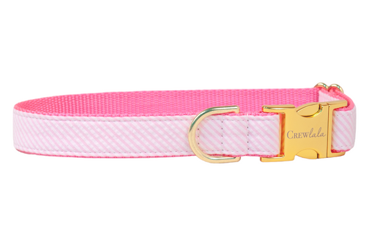 SALE COLLAR - Light Pink Seersucker - Crew LaLa