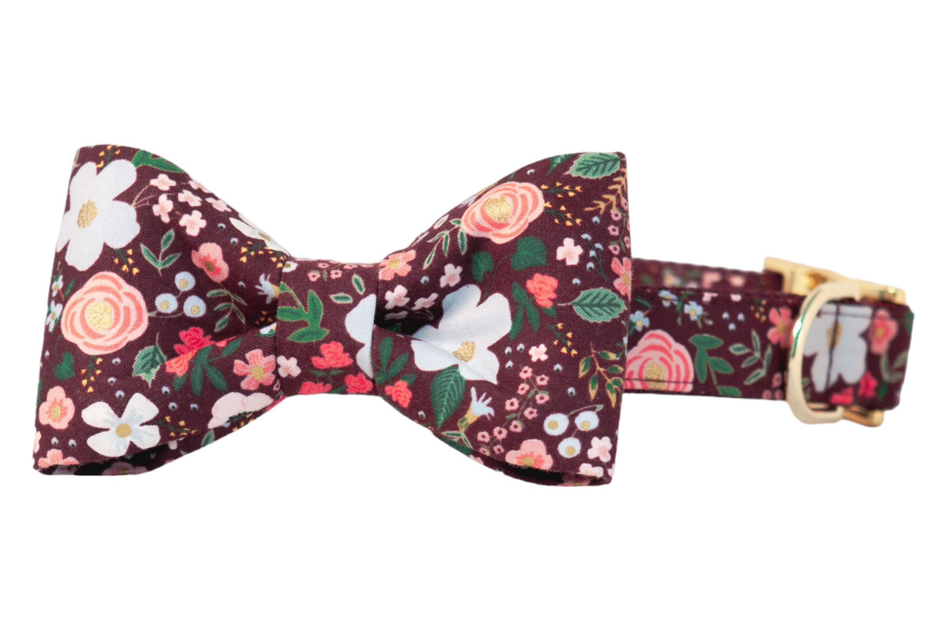 Bordeaux Blooms Bow Tie Dog Collar - Crew LaLa