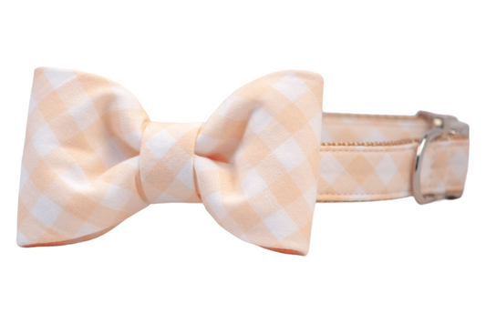 Sandy Check Bow Tie Dog Collar - Crew LaLa