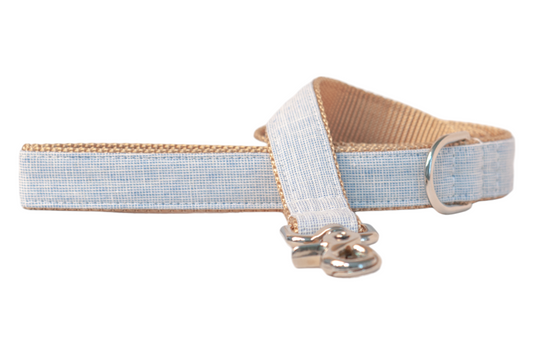 Sky Blue Linen Dog Leash - Crew LaLa