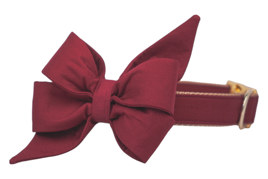 Crimson Belle Bow Dog Collar - Crew LaLa