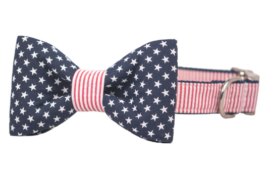 Patriot Bow Tie Dog Collar - Crew LaLa