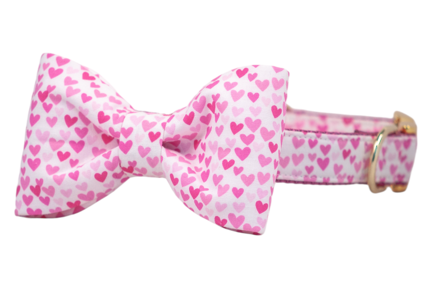 Pink Hearts Bow Tie Dog Collar - Crew LaLa