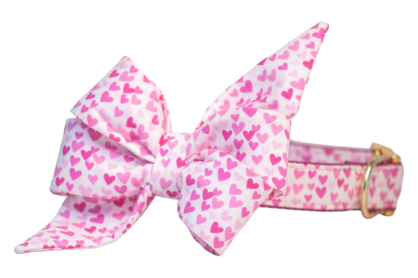 Pink Hearts Belle Bow Dog Collar