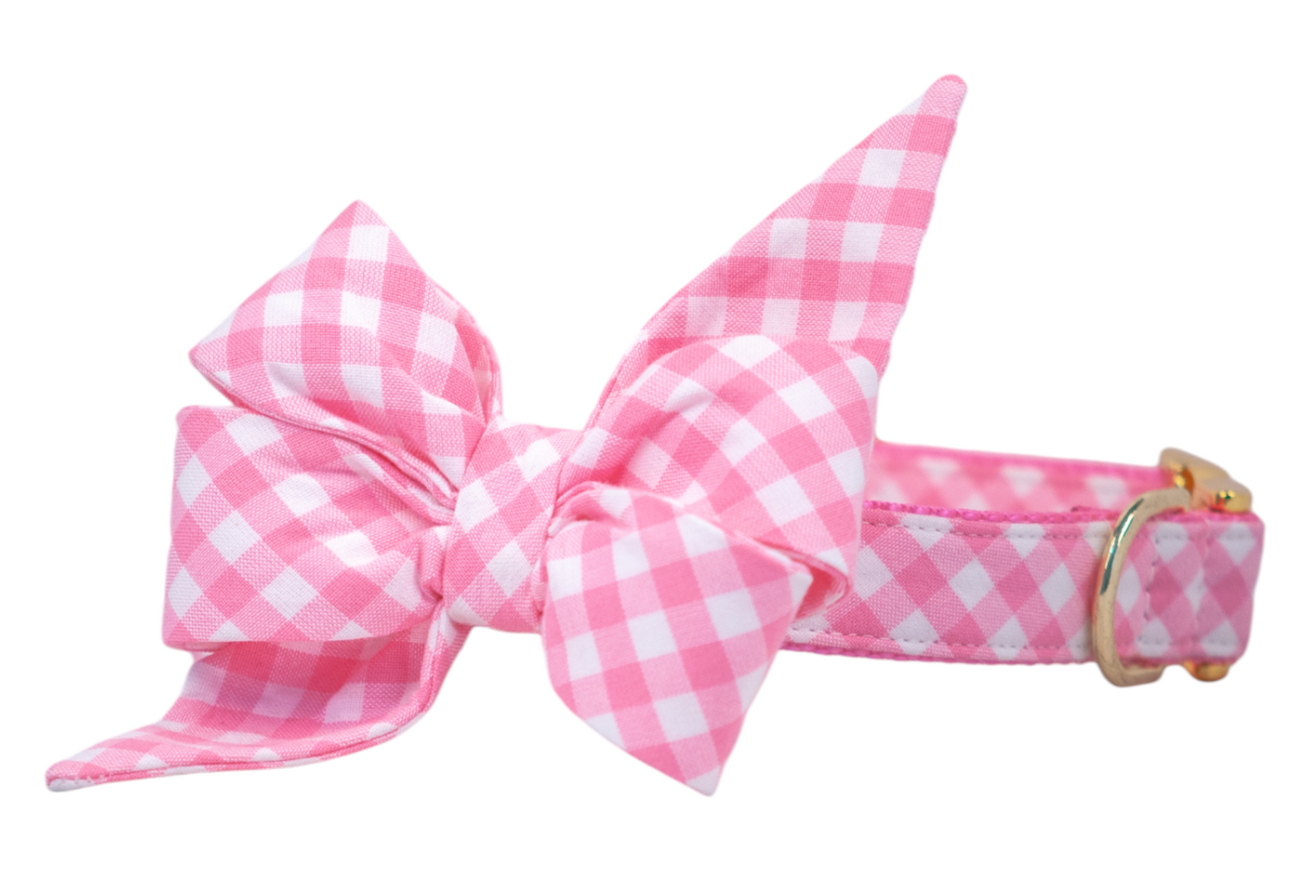 Pink Picnic Plaid Belle Bow Dog Collar