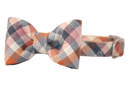 Aspen Flannel Bow Tie Dog Collar - Crew LaLa