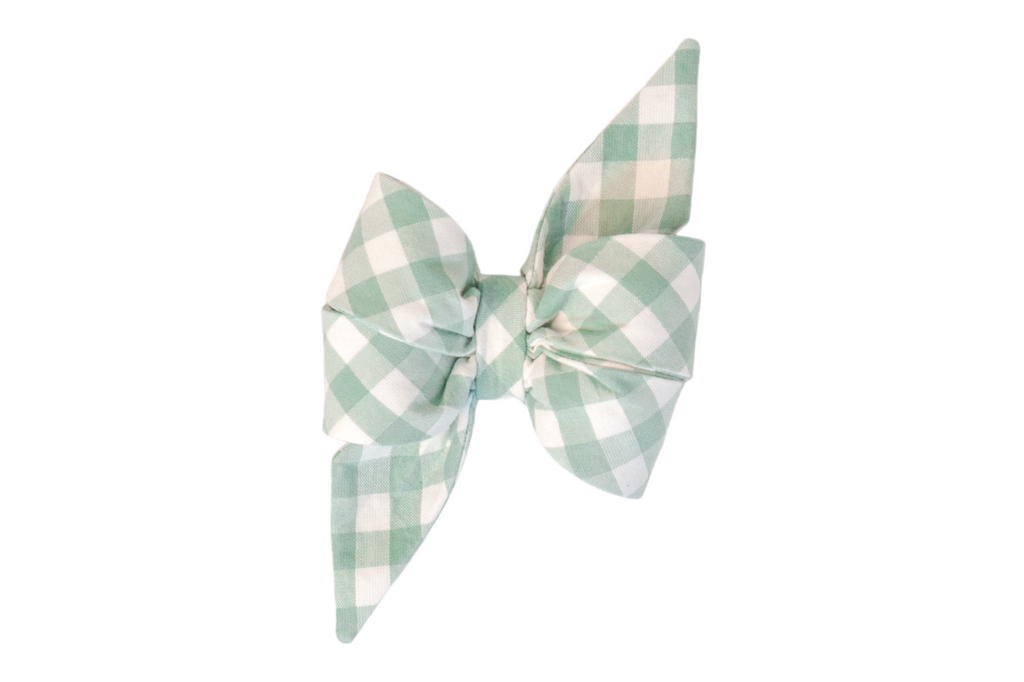 Sage Check Belle Bow