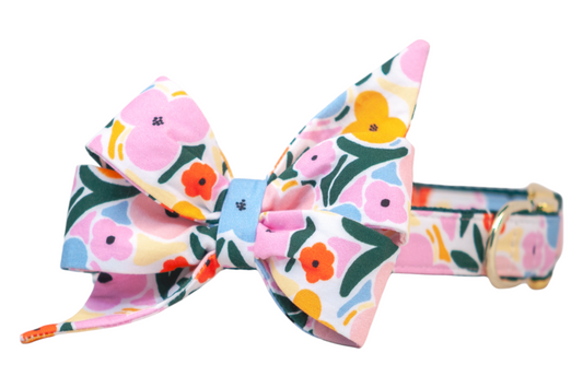 Mosaic Blooms Belle Bow Dog Collar