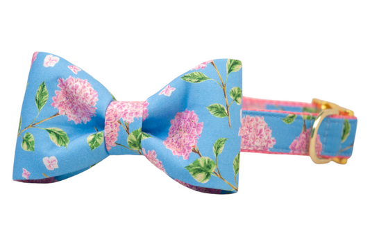 Pink Blooms Bow Tie Dog Collar
