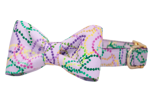 Mardi Party Bow Tie Dog Collar - Crew LaLa