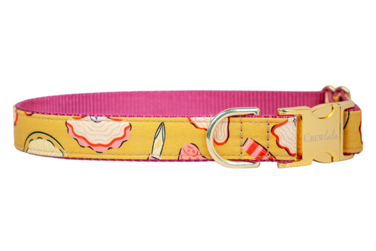 Oyster Roast Dog Collar On Pink - Crew LaLa