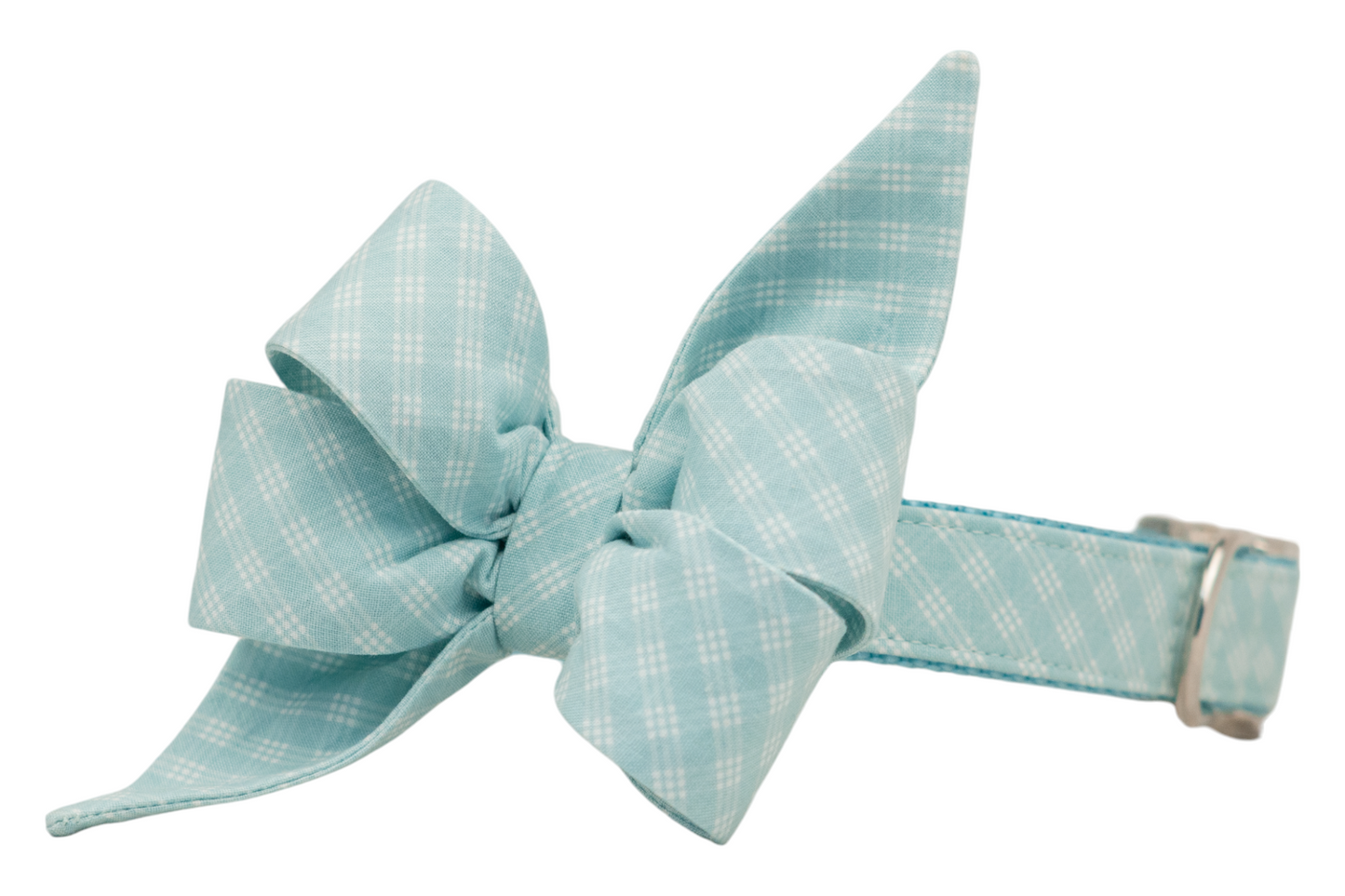Blue Lattice Belle Bow Dog Collar