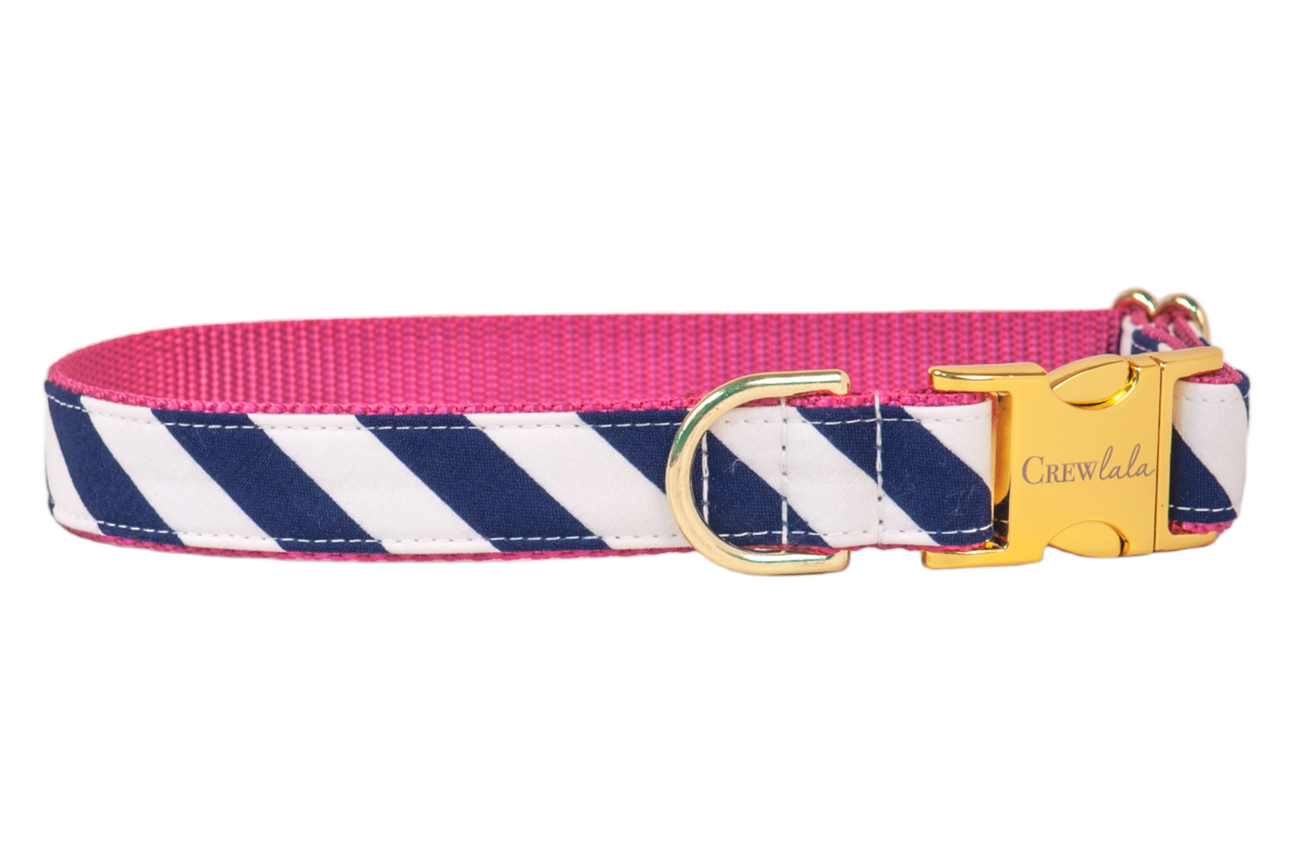 Navy Stripe Belle Bow Dog Collar - Crew LaLa