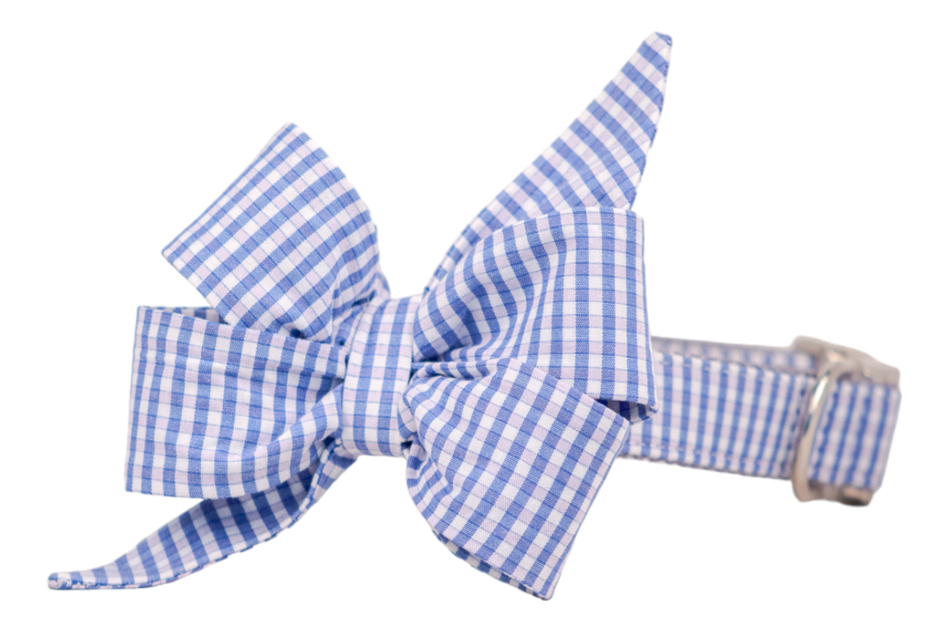 Coastal Gingham Belle Bow Dog Collar - Crew LaLa