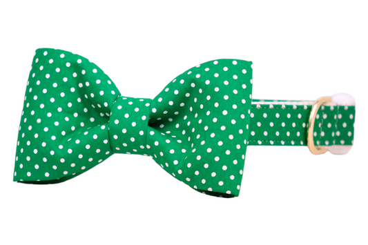 Fairway Green Dots Bow Tie Dog Collar - Crew LaLa