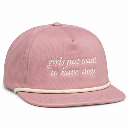 Pink Girls Just Want To Have Dogs Trucker Hat — front view