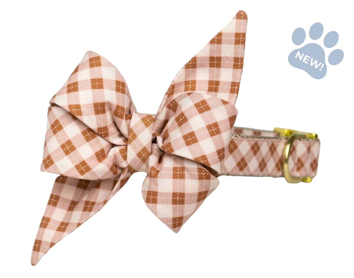 Prosecco Plaid Belle Bow Collar