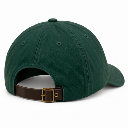Forest Green Dog Dad Hat – back view, no embroidery