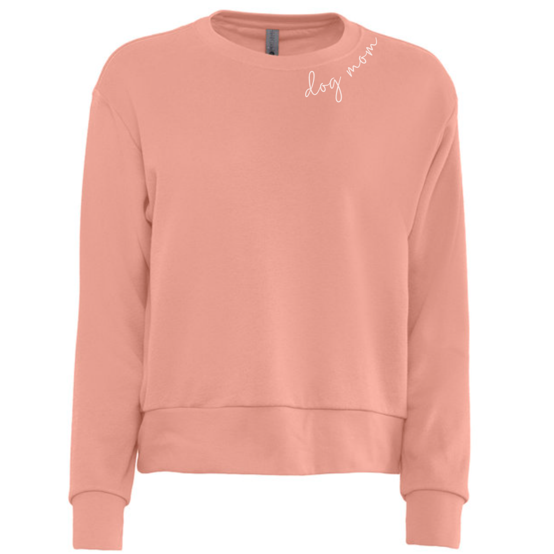 Cropped Coral Dog Mom Sweatshirt - Crew LaLa