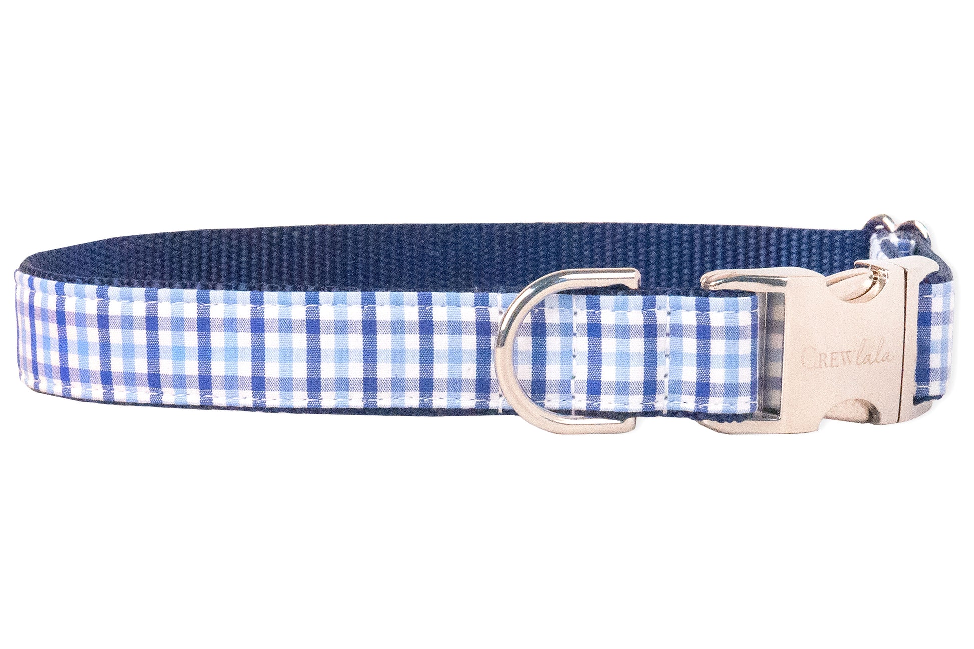 Bennett Blue Gingham Dog Collar - Crew LaLa