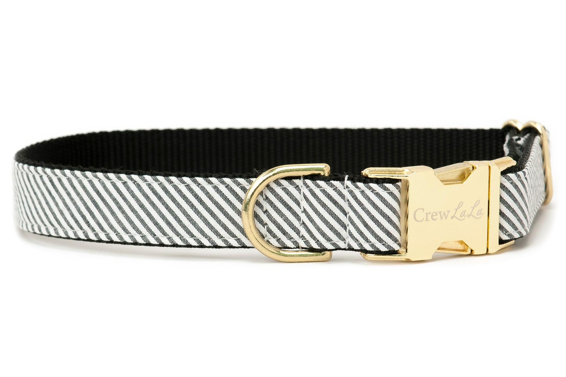 Crew LaLa Black Seersucker Dog Collar