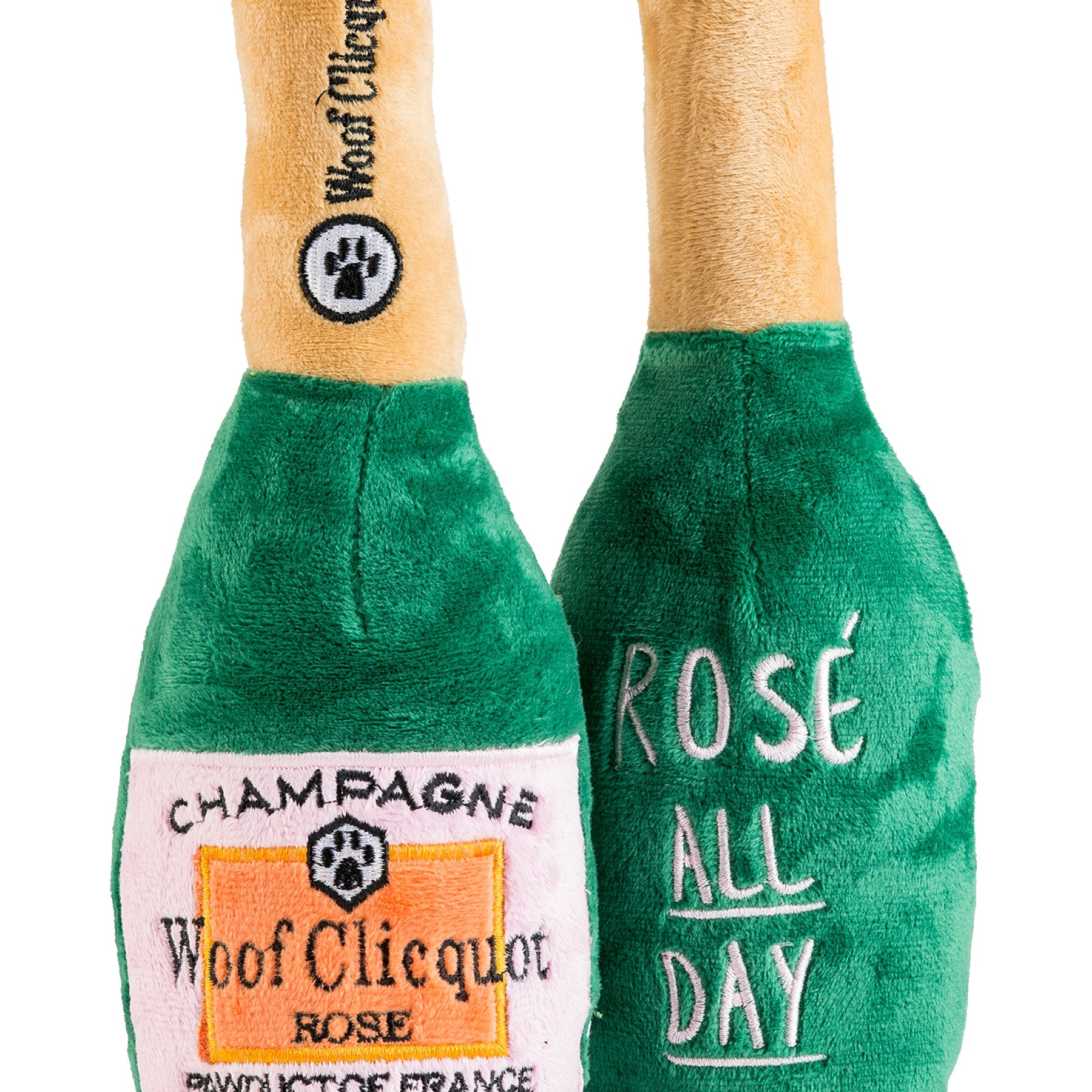Woof Clicquot Rose' Champagne Bottle Dog Toy XL - Crew LaLa