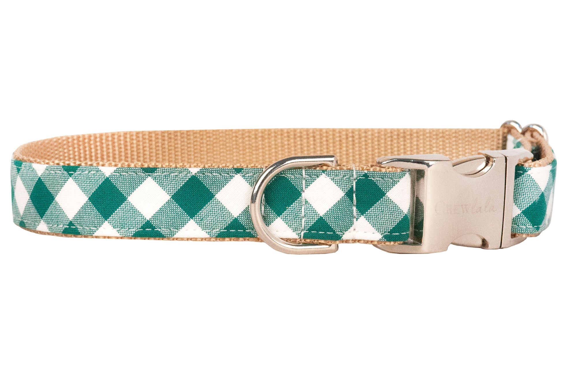 Emerald Check Belle Bow Dog Collar - Crew LaLa