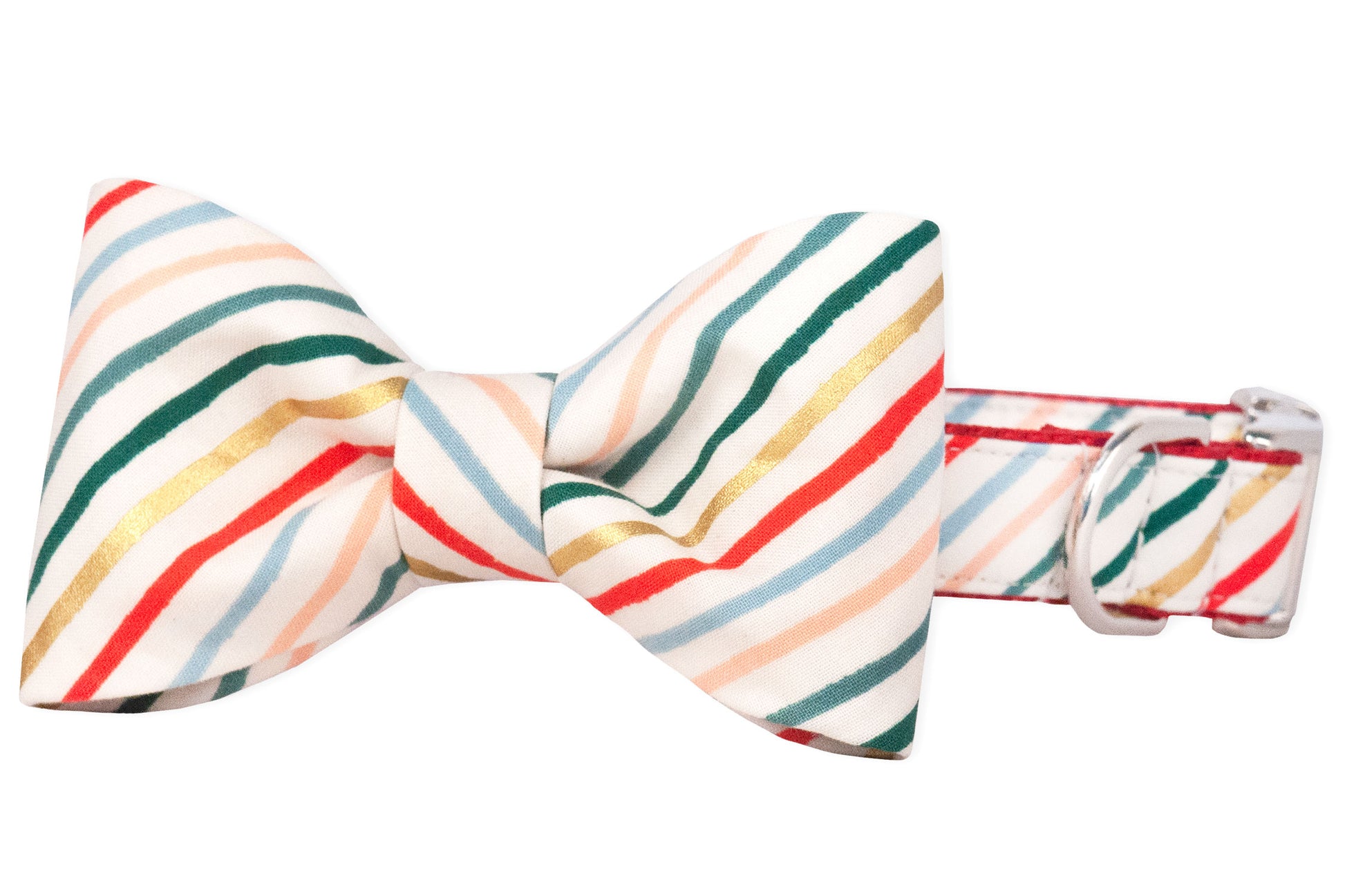 Festive Stripe Bow Tie Dog Collar - Two Styles - Crew LaLa