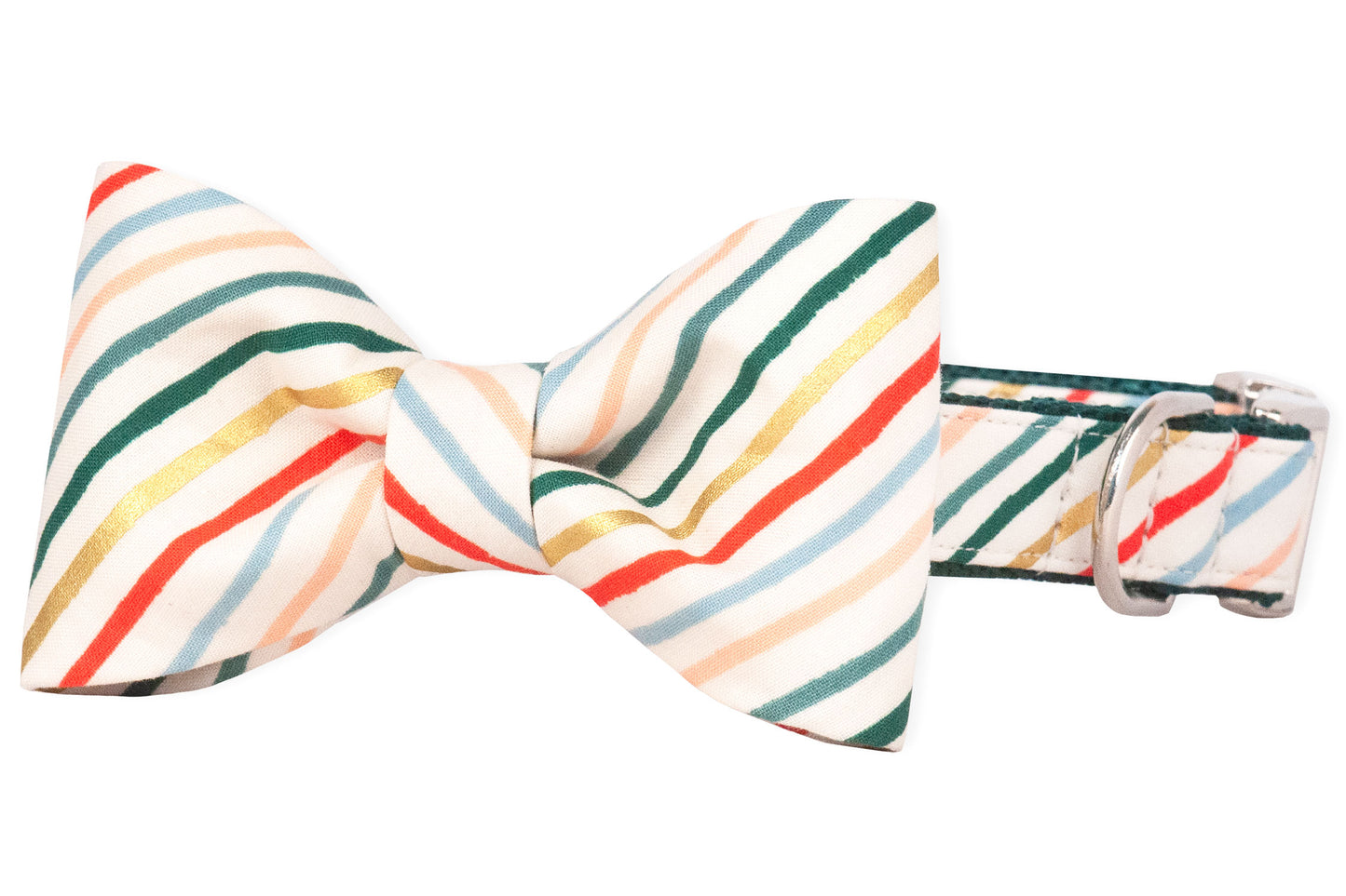 Festive Stripe Bow Tie Dog Collar - Two Styles - Crew LaLa